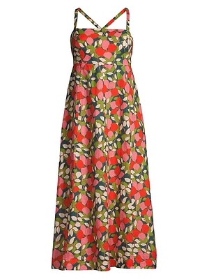 Sandrine Floral Linen Midi-Dress