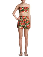 Lucy Floral High-Waisted Linen Shorts