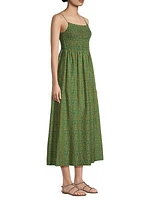 Carmen Smocked Cotton & Silk Midi-Dress