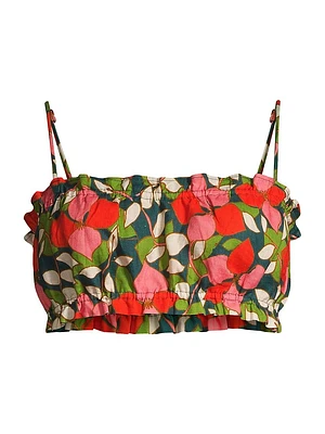 Brigette Floral Linen Bandeau Top