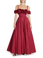 Cotton Rosette Fit & Flare Gown