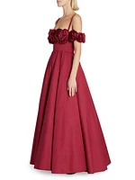 Cotton Rosette Fit & Flare Gown