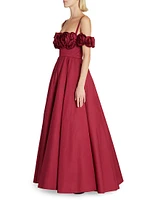 Cotton Rosette Fit & Flare Gown