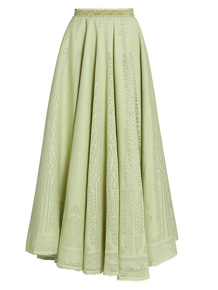 Cotton-Blend Pointelle Maxi Skirt