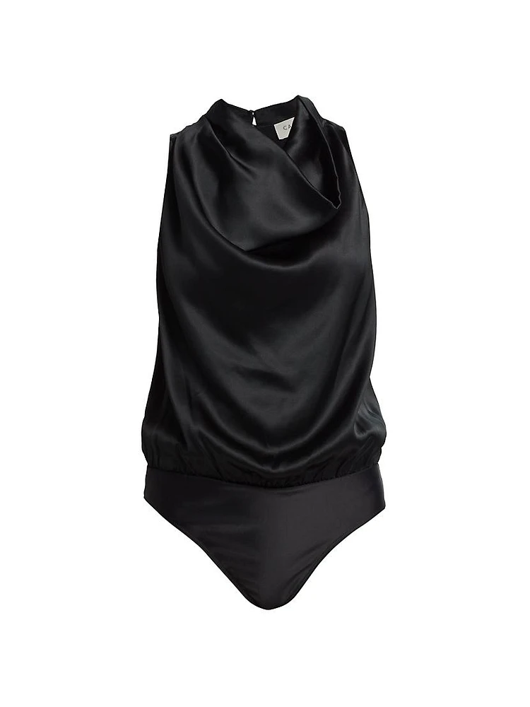 Noreen Silk-Blend Drape Bodysuit