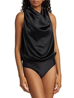 Noreen Silk-Blend Drape Bodysuit