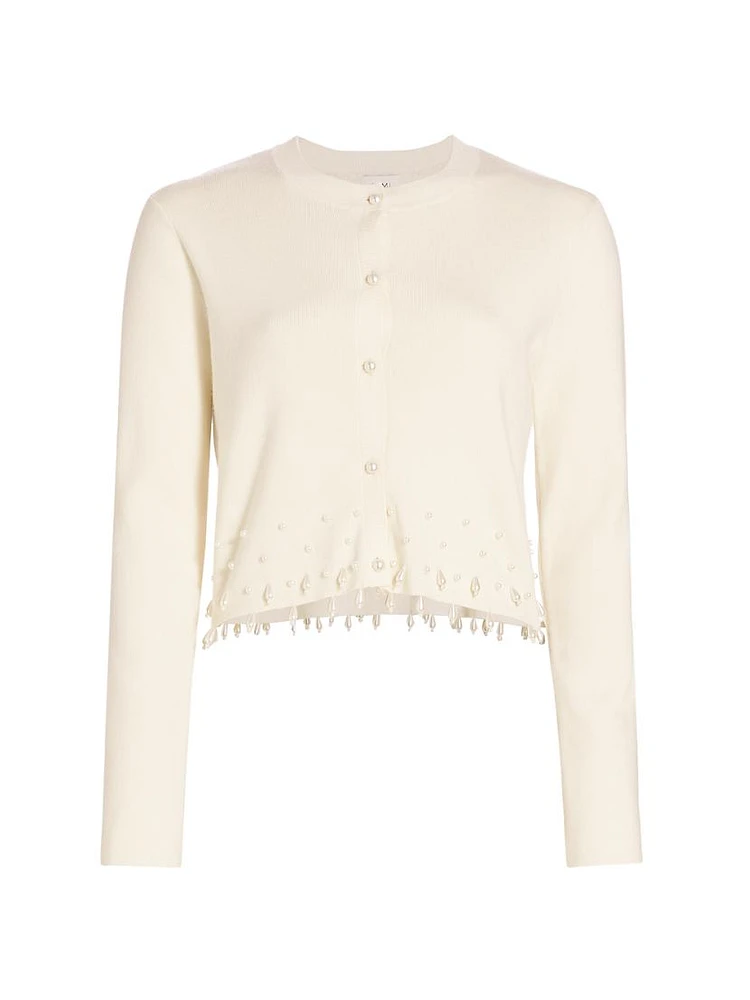 Perdita Pearl-Embellished Wool Cardigan