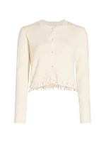 Perdita Pearl-Embellished Wool Cardigan