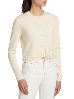 Perdita Pearl-Embellished Wool Cardigan