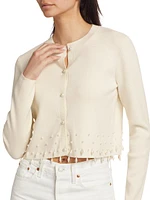 Perdita Pearl-Embellished Wool Cardigan