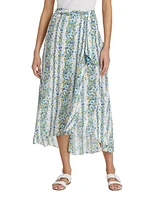 Asymmetric Floral Midi-Skirt