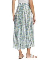 Asymmetric Floral Midi-Skirt