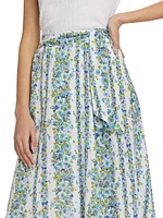 Asymmetric Floral Midi-Skirt