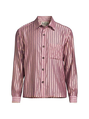 Striped Silk Boxy-Fit Shirt