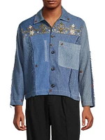 Sequin-Embroidered Denim Trucker Jacket