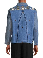 Sequin-Embroidered Denim Trucker Jacket