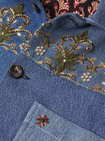 Sequin-Embroidered Denim Trucker Jacket