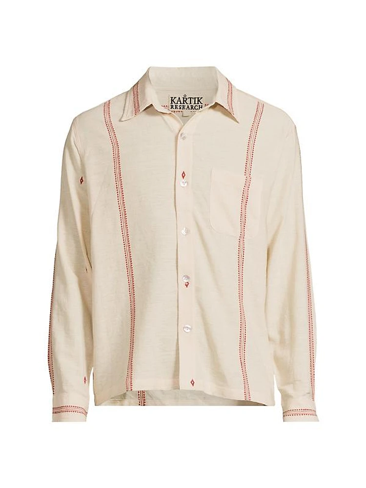 Striped Cotton Button-Front Shirt