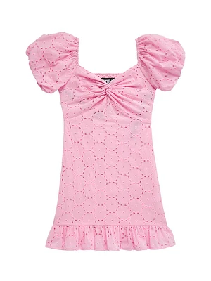 Girl's Phoebe Eyelet Puff-Sleeve Dress