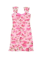 Girl's Joey Rose Printed Ruched Dress