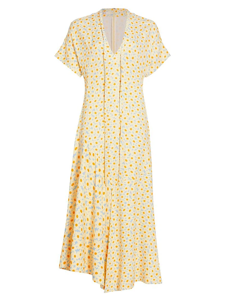 Daisy Print V-Neck Maxi Dress