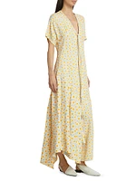 Daisy Print V-Neck Maxi Dress