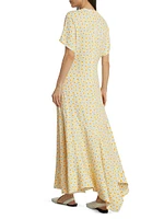 Daisy Print V-Neck Maxi Dress