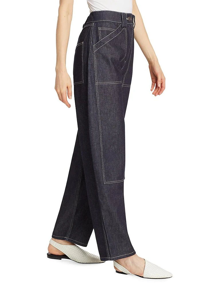 Patch Wide-Leg Denim Pants