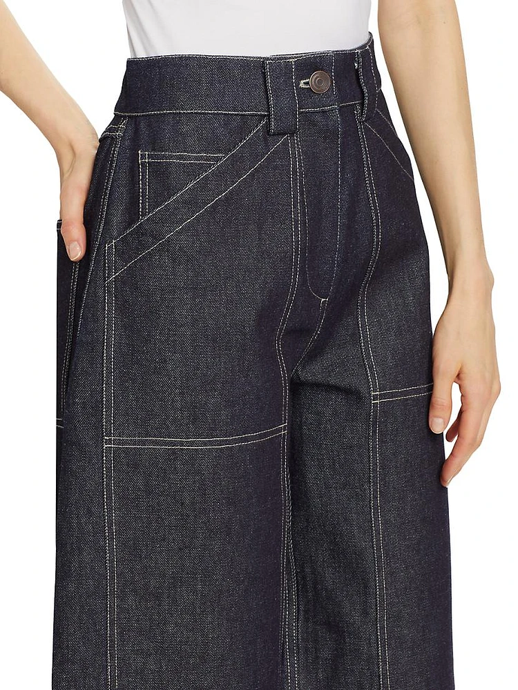 Patch Wide-Leg Denim Pants