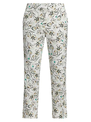 Pineta Cotton Floral Cropped Trousers