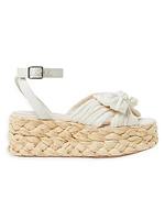 Gaby 70MM Bow-Detailed Raffia Flatform Espadrille Sandals