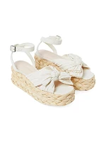 Gaby 70MM Bow-Detailed Raffia Flatform Espadrille Sandals