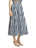 Sasha Striped A-Line Midi-Skirt