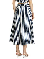 Sasha Striped A-Line Midi-Skirt