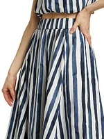 Sasha Striped A-Line Midi-Skirt