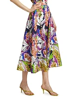 Sasha Floral A-Line Midi-Skirt