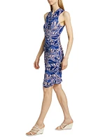 Jasmine Geometric Ruched Knee-Length Dress