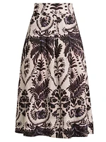 Frankie Damask Linen Midi-Skirt