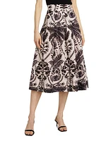 Frankie Damask Linen Midi-Skirt