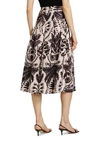 Frankie Damask Linen Midi-Skirt