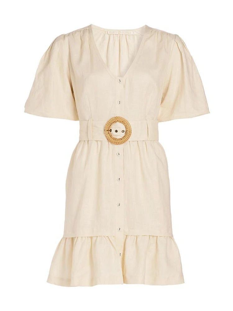 Gwyneth Tie-Waist Linen Minidress