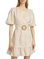 Gwyneth Tie-Waist Linen Minidress