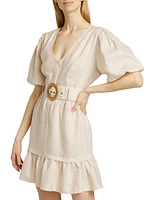 Gwyneth Tie-Waist Linen Minidress