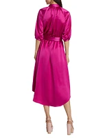 Janiyah Satin Belted Midi-Shirtdress