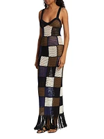 Maya Patchwork Crocheted Maxi Dress