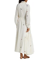 Lin Embroidered Belted Maxi Dress