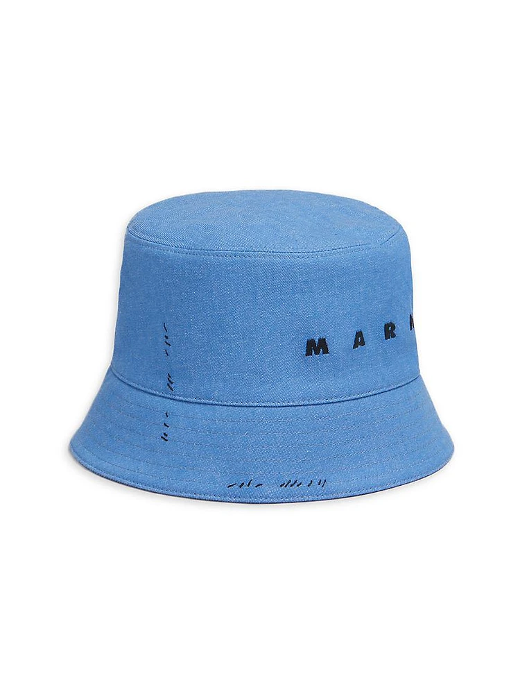 Embroidered Denim Bucket Hat