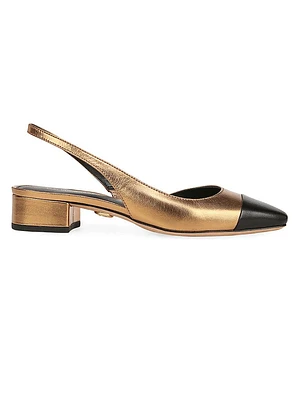 Cecile 25MM Metallic Leather Slingback Pumps