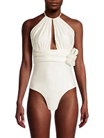 Embellished Halterneck One-Piece Swimsuit