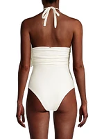 Embellished Halterneck One-Piece Swimsuit